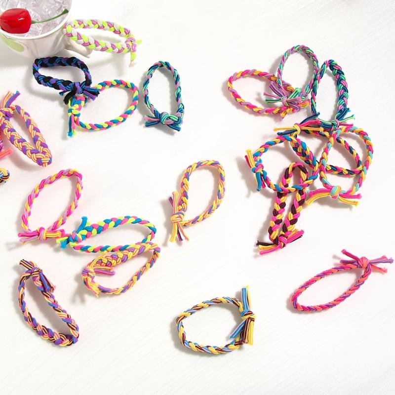 50pcs Colorful Hair Ties Braided Hair Scrunchies Weave Elastic Hair Rope Rubber