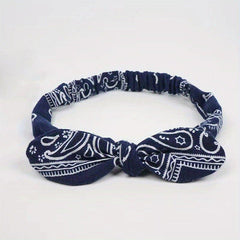 Paisley Print Bohemian Headband Vintage Bowknot Elastic Hair Acc