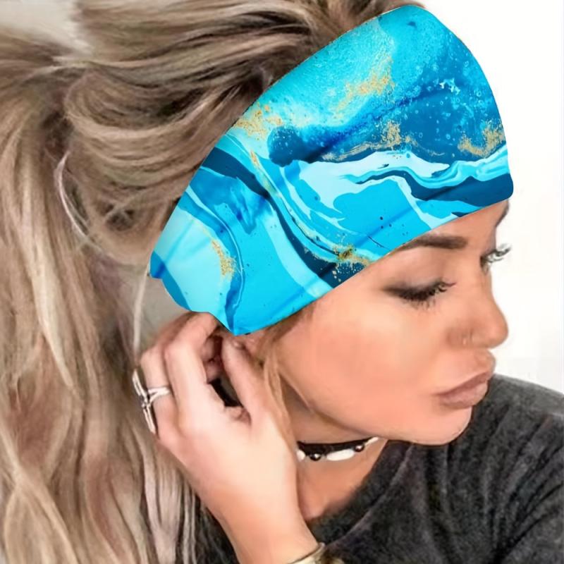 Colorful Ocean Series Hair Band Sports Sweatband for Women Girls