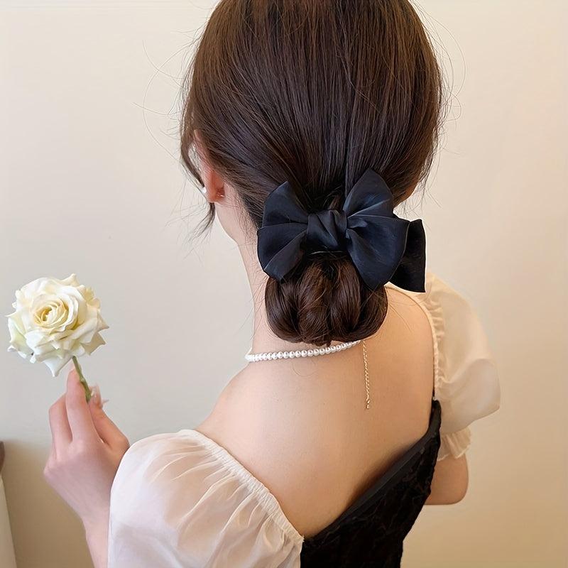 2pcs Bow Hair Claw Yarn Headdress Cloth Hair Accessory Hair Clip For Women Girls