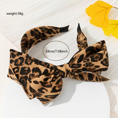 Leopard Wide Bow Knotted Headband for Women
