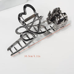 Rose Flower Metal Hair Claw Clip Silvery Non Slip Strong Hold Grip Hair Clip
