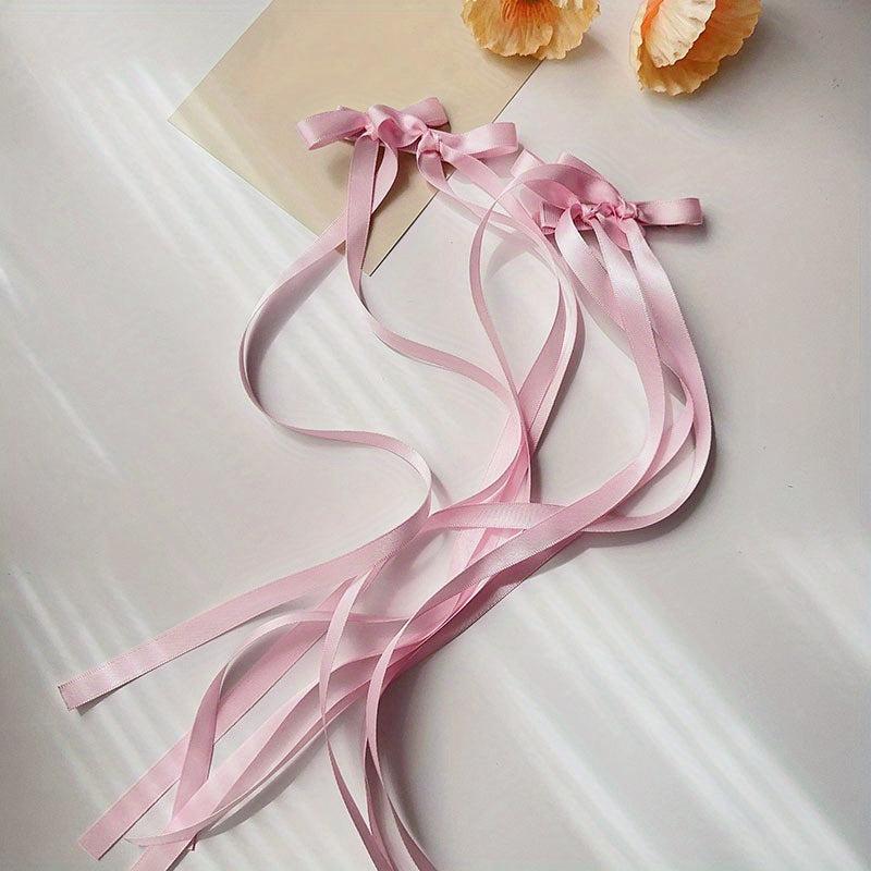 2pcs Ribbon Bow Hair Clip Long Bowknot Duck Billed Clip Sweet Hair Accessories
