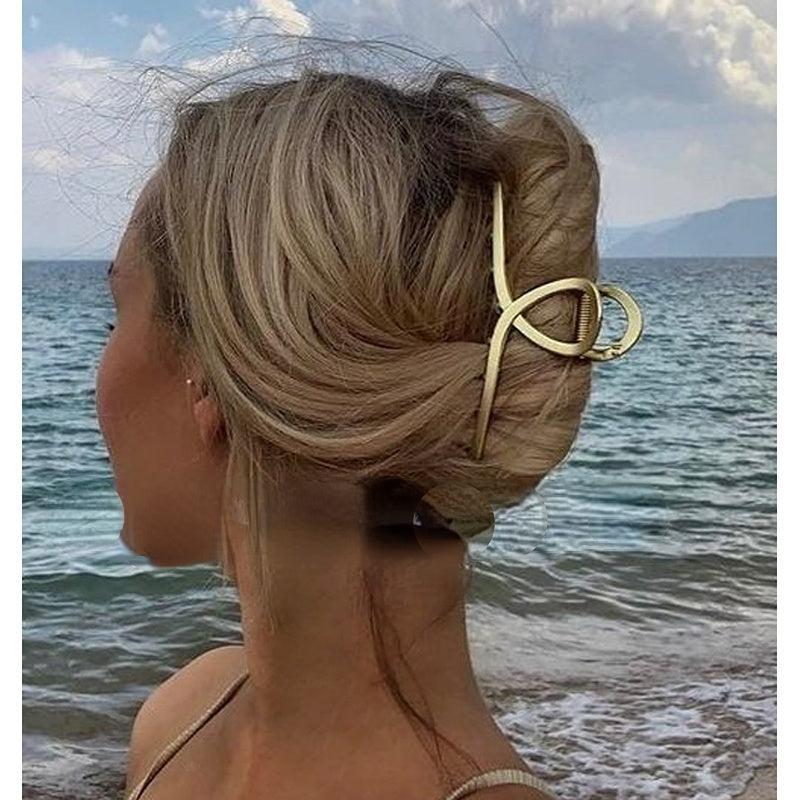 Golden Hollow Geometric Metal Hair Claw Clips Strong Hold Grip Hair Jaw Clip
