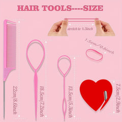 1004pcs Hair Accessories Set Small Rubber Bands Cutter Rat Tail Comb
