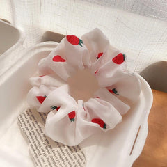 Strawberry Big Hair Ring Girl Chiffon Hair Rope Sweet Hair Accessories