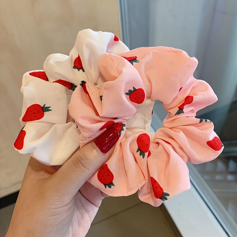 Strawberry Big Hair Ring Girl Chiffon Hair Rope Sweet Hair Accessories
