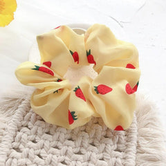 Strawberry Big Hair Ring Girl Chiffon Hair Rope Sweet Hair Accessories