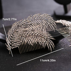 Bridal Hair Comb Rhinestone Leaf Headdress Wedding Hair Pin