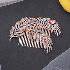 Bridal Hair Comb Rhinestone Leaf Headdress Wedding Hair Pin