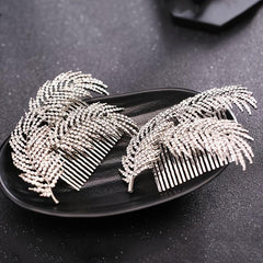Bridal Hair Comb Rhinestone Leaf Headdress Wedding Hair Pin