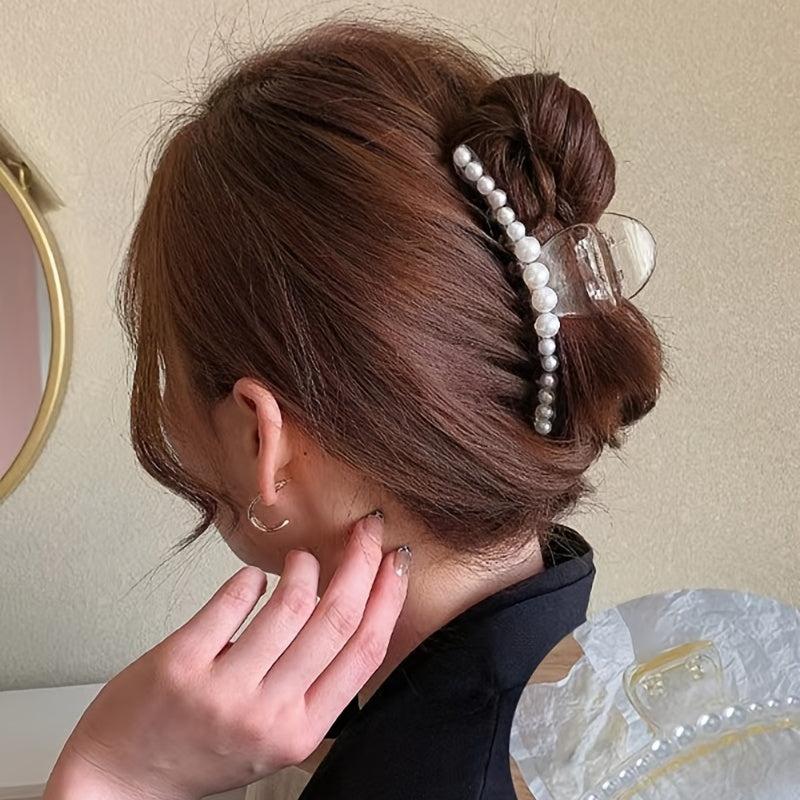 Large Pearl Hair Claw Clips for Thick Hair