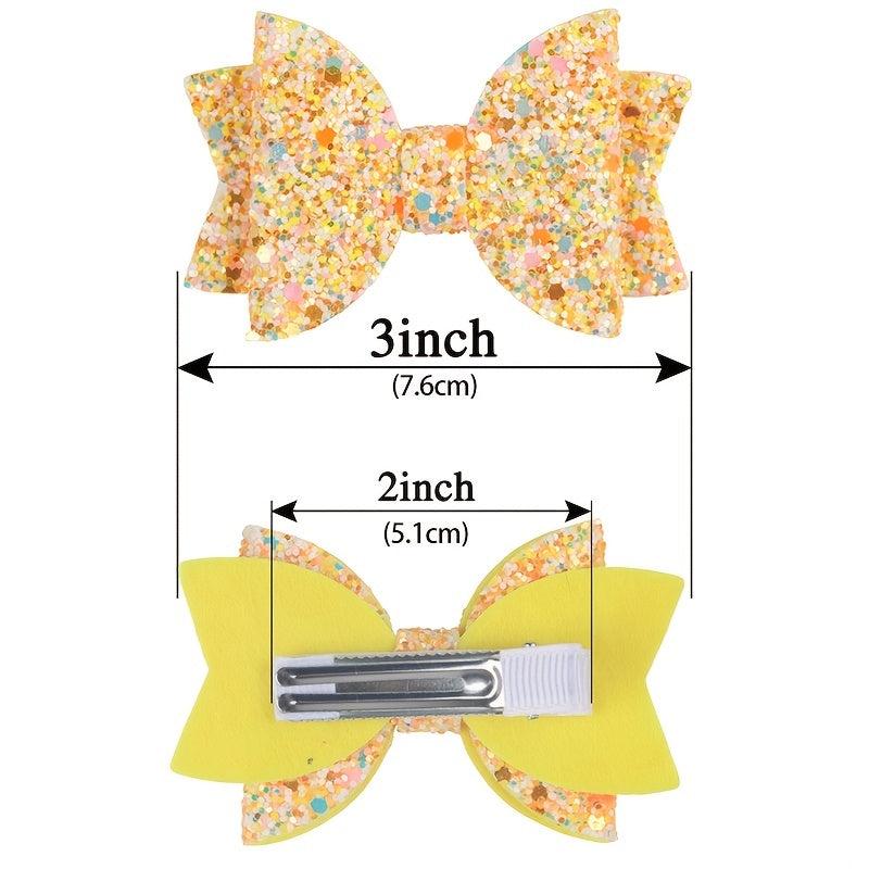 5pcs Glitter Hair Bows Hair Clips Big Hair Bows For Girls Teens