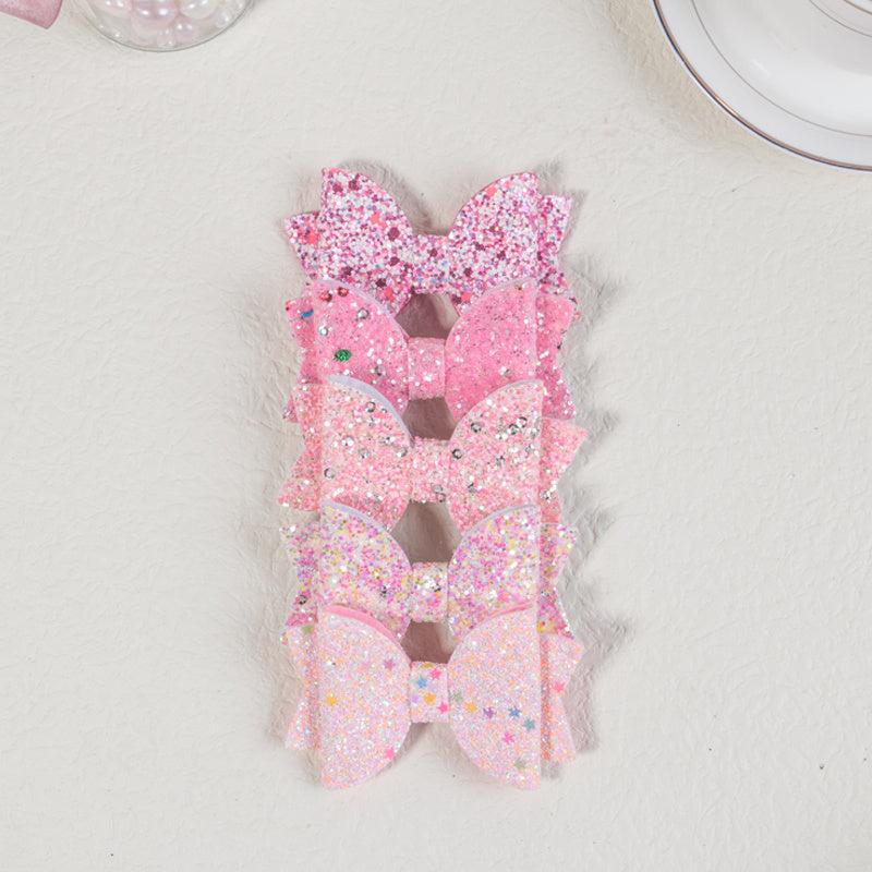 5pcs Glitter Hair Bows Hair Clips Big Hair Bows For Girls Teens