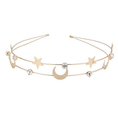 Rhinestone Crystal Headband Butterfly Moon Star Double Metal Headband