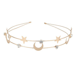 Rhinestone Crystal Headband Butterfly Moon Star Double Metal Headband