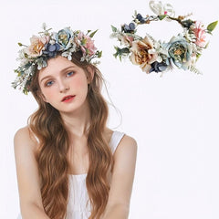 Boho Flower Garland Headdress Bridal Wreath Head Hoop Wedding Hair Accessories