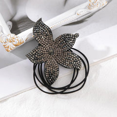 Rhinestones Flower Hair Elastics Ties Ponytail Holder for Girls Women Ladies