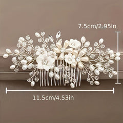 Faux Pearl Hair Comb Flower Hair Comb Side Comb Alloy Hair Accessories