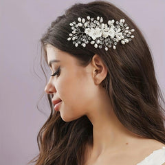 Faux Pearl Hair Comb Flower Hair Comb Side Comb Alloy Hair Accessories