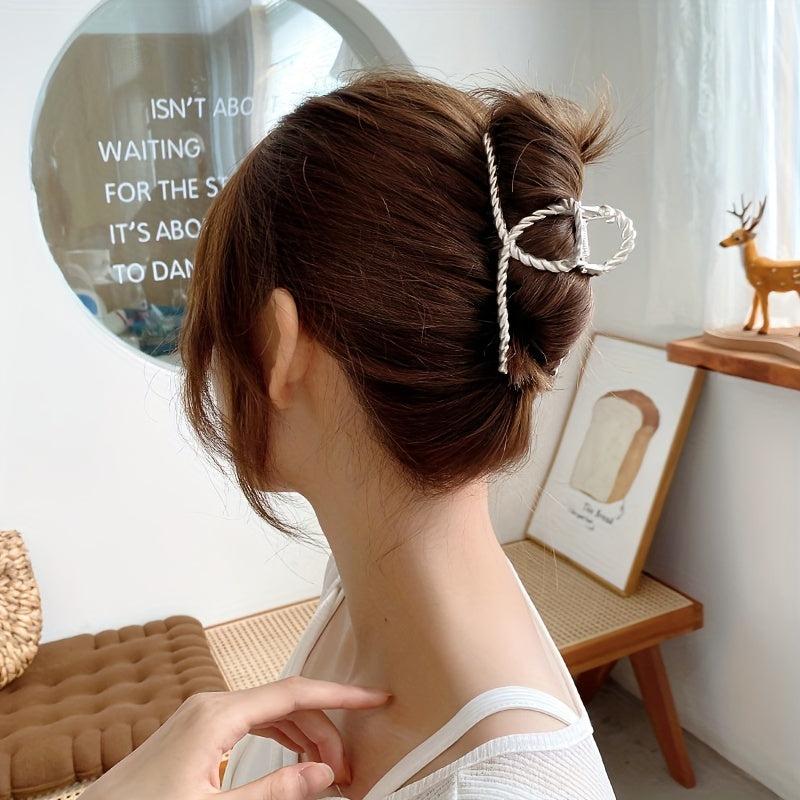 Large Hair Claw Clip Silvery Alloy Non Slip Strong Hold Grip Hair Jaw Clip