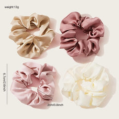 4 Pcs Silk Hair Scrunchies for Women - Ponytail Holder