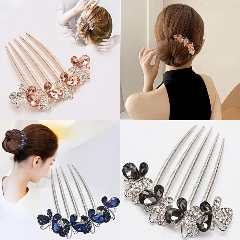 Rhinestone Hair Comb Butterfly Hairpin Retro Hair Jewelry Accessories