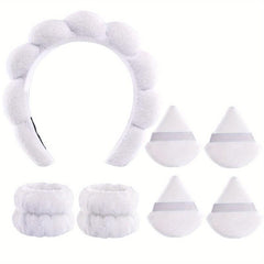 7 Pcs Spa Hair Accessories Headband Makeup Sponge Wristband for Women