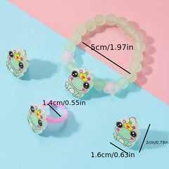 Frog Hair Clip Jelly Bracelet Hair Tie Ring Baby Girls Set