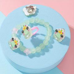 Frog Hair Clip Jelly Bracelet Hair Tie Ring Baby Girls Set