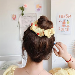 Sweet Strawberry Pattern Scrunchies Hair Tie Elastic Ponytail Holder