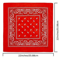55 Square Red Paisley Print Scarf Bandana Headband Wrap