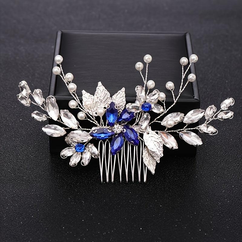 Hair Comb Piece Pearl Crystal Flower Bridal Wedding Hair Accessory