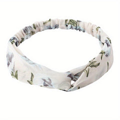 Floral Print Chiffon Headband Stretchy Headdress Hair Band