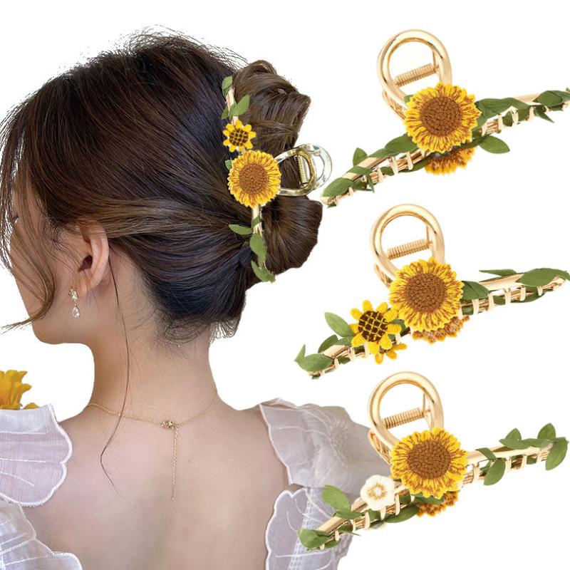Boho Sunflower Hair Claw Clips for Women Girls