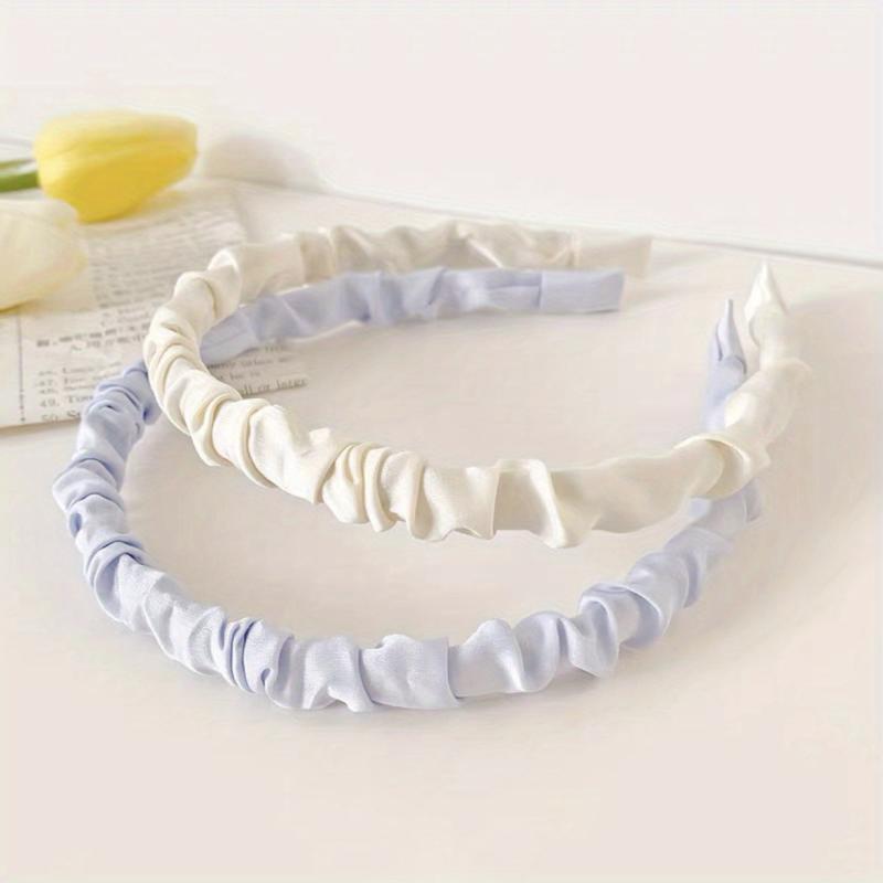 4 Sweet Silk Satin Pleated Headband Hair Hoop Hair Accessories