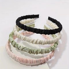 4 Sweet Silk Satin Pleated Headband Hair Hoop Hair Accessories