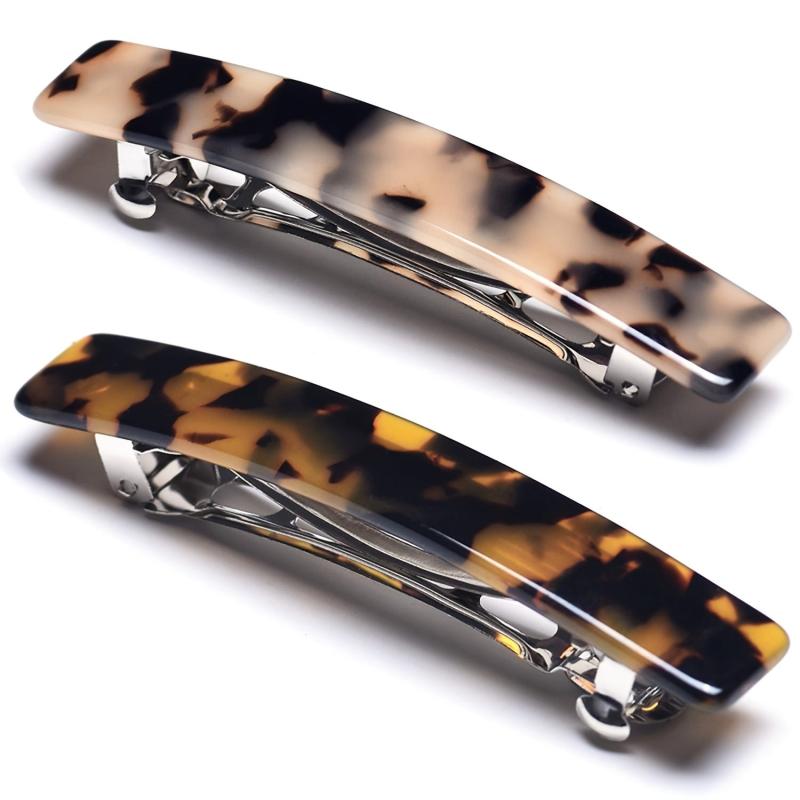 2pcs Tortoiseshell Hair Clip French Barrette Acetate Headwear