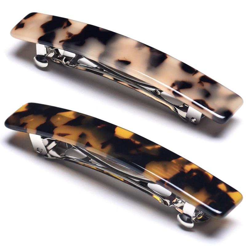 2pcs Tortoiseshell Hair Clip French Barrette Acetate Headwear