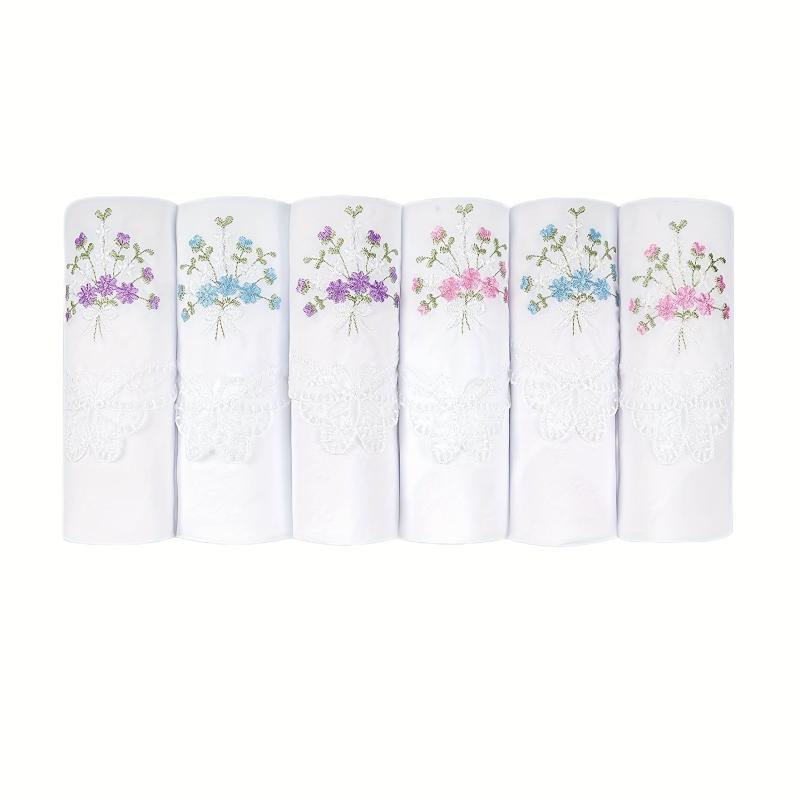 6PCS Butterfly Lace Embroidered Handkerchief Hankies Wedding Supplies