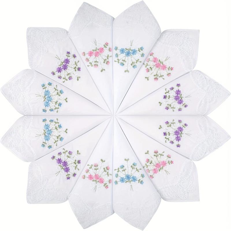 6PCS Butterfly Lace Embroidered Handkerchief Hankies Wedding Supplies