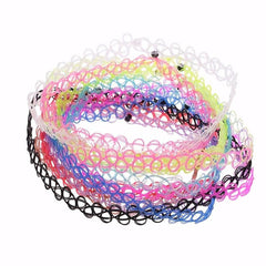 12pcs Vintage Tattoo Chokers Necklace Stretch Henna Gothic Punk Fishing Line Ela