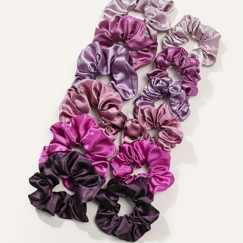 12pcs Large Satin Scrunchie Hair Tie Silky Hair Rope Female Hair Accessories