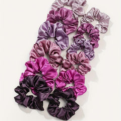 12pcs Large Satin Scrunchie Hair Tie Silky Hair Rope Female Hair Accessories