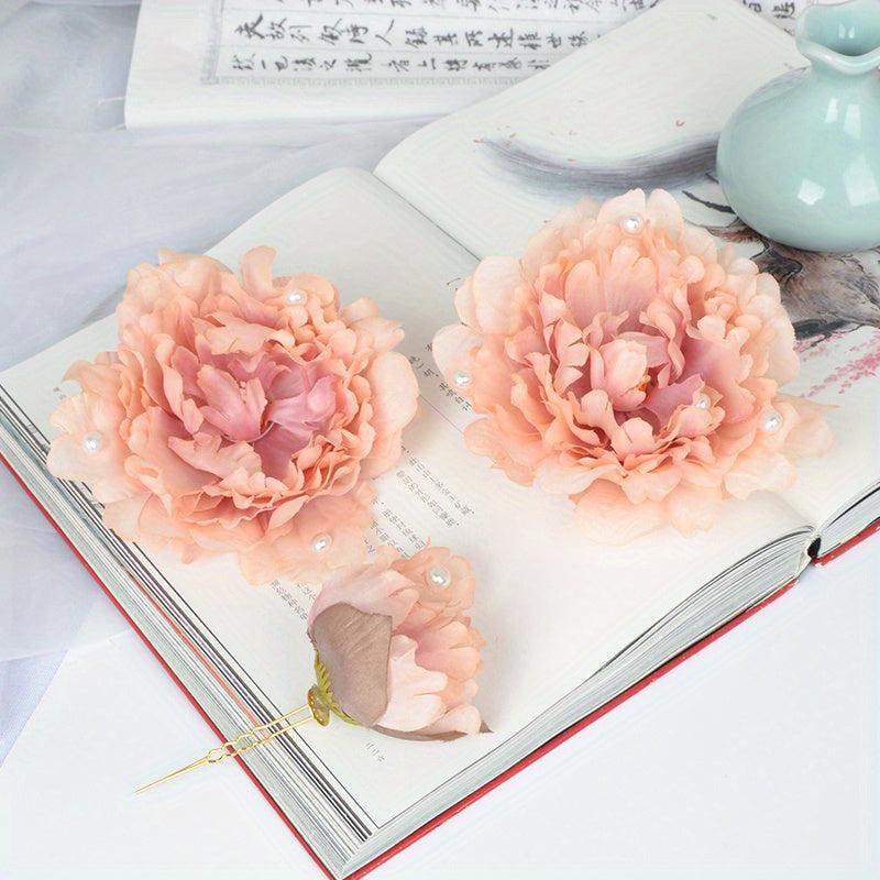 Peony Flower Hair Clips Fabric Assorted Flower Hair Accessories For Women
