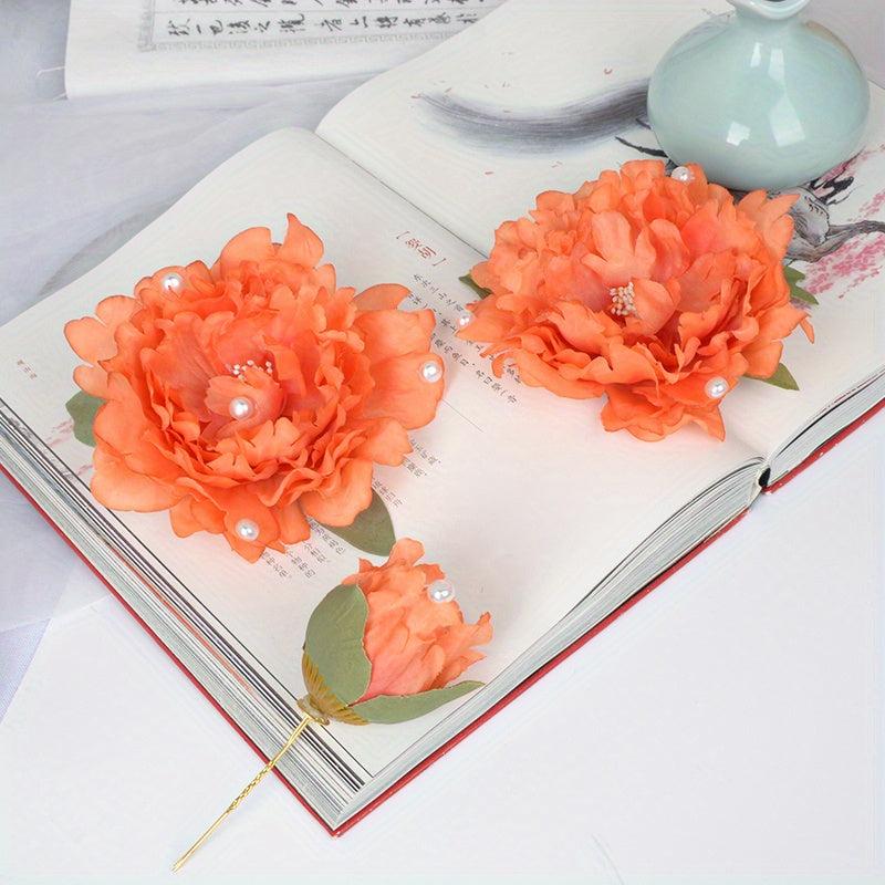 Peony Flower Hair Clips Fabric Assorted Flower Hair Accessories For Women