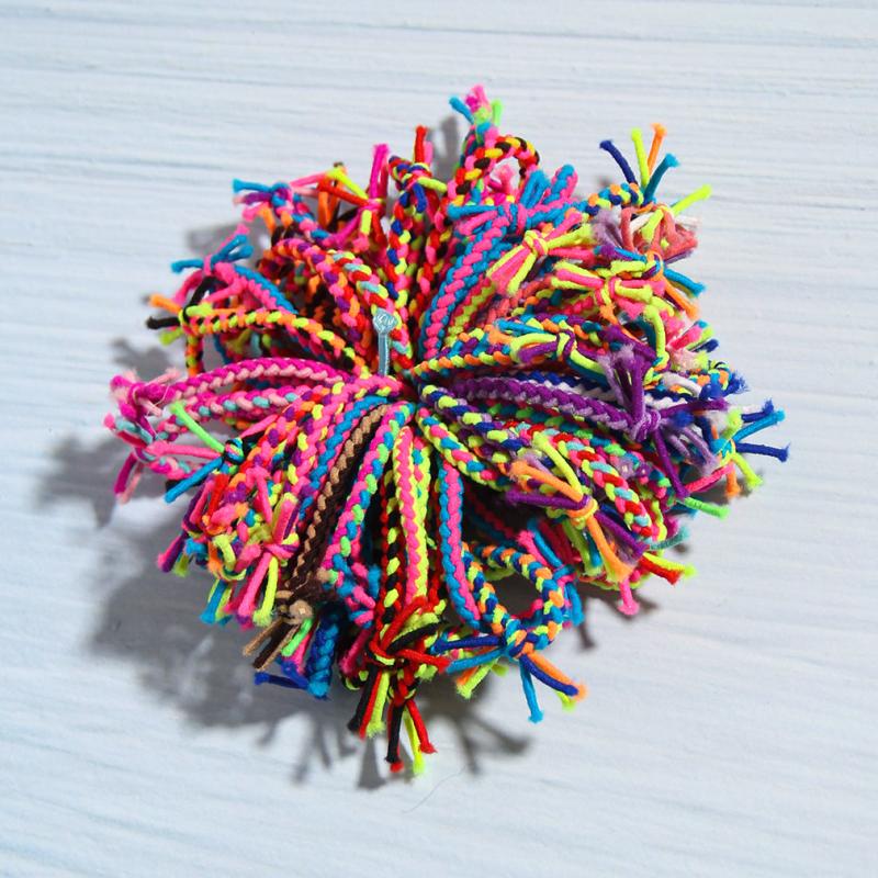 Braided Knotted Rubber Band Hair Ties 50 Pieces Set Charms Gift Birthday