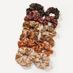 12pcs Solid Silk Scrunchies Hair Ties Ponytail Holder