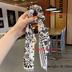 Paisley Print Hair Scarf Scrunchie with Bow