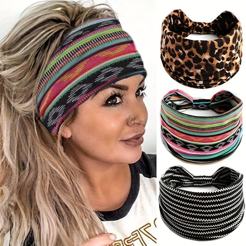 Bohemia Floral Bandeau Headband Wide Knot Hair Scarf Elastic Turban